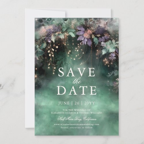 Enchanted Forest Lavender Wedding Save the Date Invitation