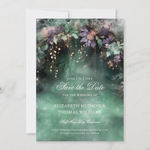 Enchanted Forest Lavender Wedding Save the Date Invitation