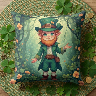 Enchanted Forest Leprechaun Luckyish Nursery Decor Throw Pillow