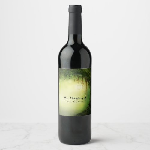 Enchanted Forest  Lights Custom Wedding Wine Wine Label