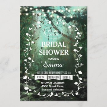 Enchanted Forest Lights Rustic Bridal Shower Invitation by SpiceTree_Weddings at Zazzle