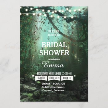 Enchanted Forest Lights Rustic Bridal Shower Invitation by SpiceTree_Weddings at Zazzle