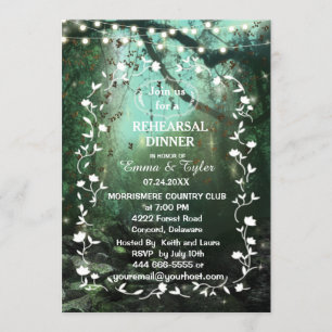 Enchanted Forest Lights Rustic Rehearsal Dinner Invitation