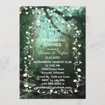 Enchanted Forest Lights Rustic Rehearsal Dinner Invitation by SpiceTree_Weddings at Zazzle