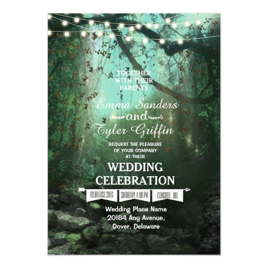 Enchanted Forest Lights Rustic Wedding Invitation | Zazzle.com