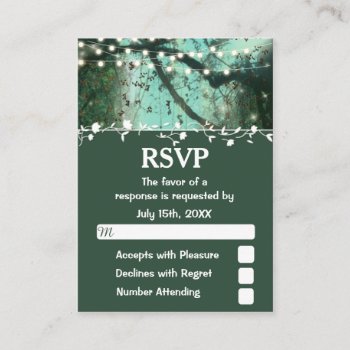 Enchanted Forest Lights Rustic Wedding Rsvp Enclosure Card by SpiceTree_Weddings at Zazzle