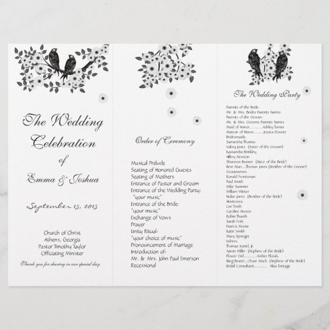 Enchanted Forest Love Bird Wedding (Front)