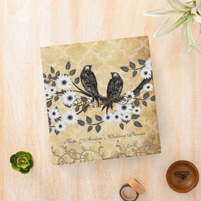 Enchanted Forest Love Bird Wedding 3 Ring Binder (In Situ)