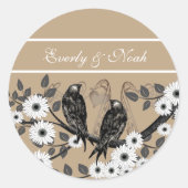 Enchanted Forest Love Bird Wedding Classic Round Sticker (Front)