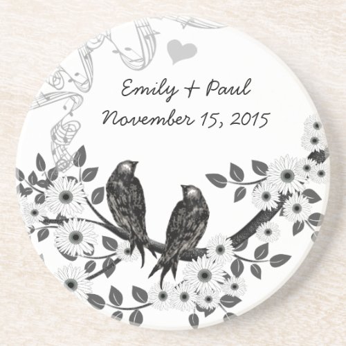 Enchanted Forest Love Bird Wedding Drink Coaster