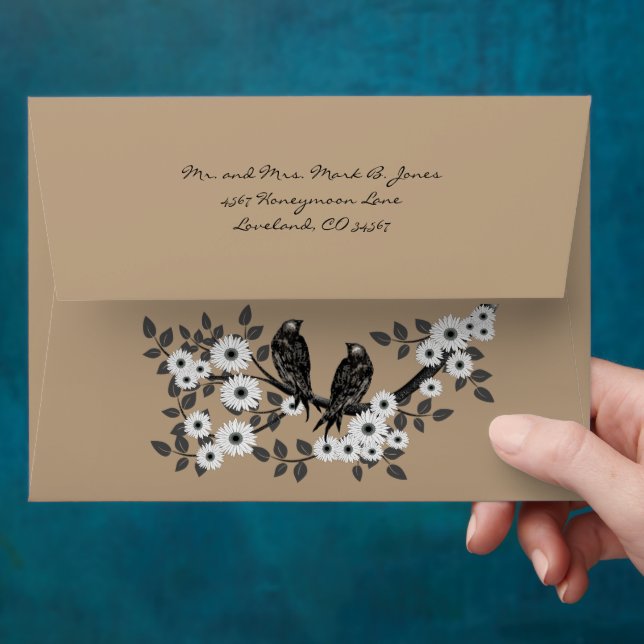 Enchanted Forest Love Bird Wedding Envelope (Hand)