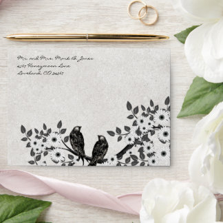 Enchanted Forest Love Bird Wedding Envelope