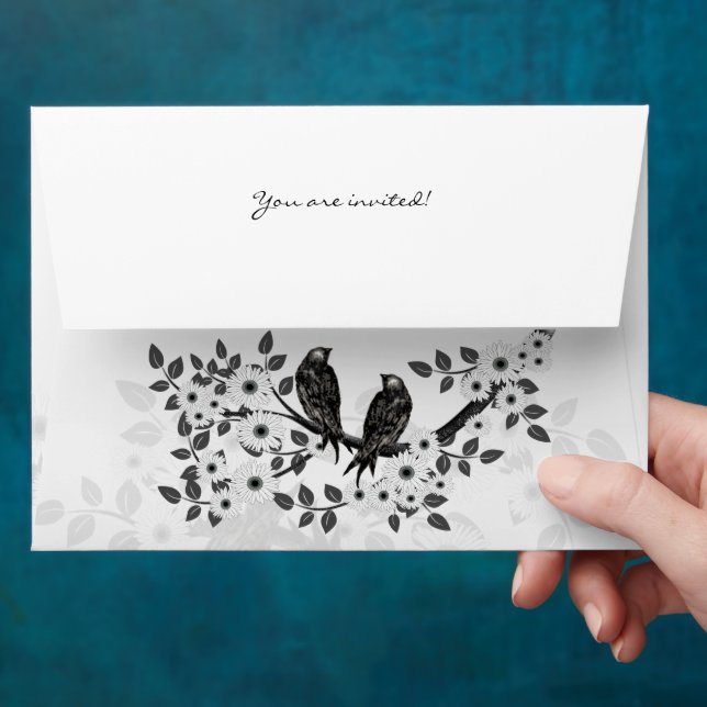 Enchanted Forest Love Bird Wedding Envelope (Hand)