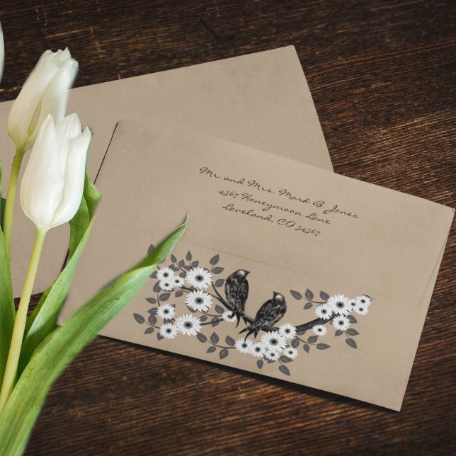 Enchanted Forest Love Bird Wedding Envelope