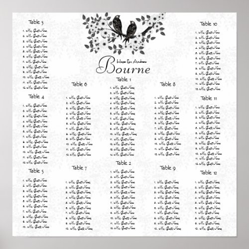 Enchanted Forest Love Bird Wedding Poster