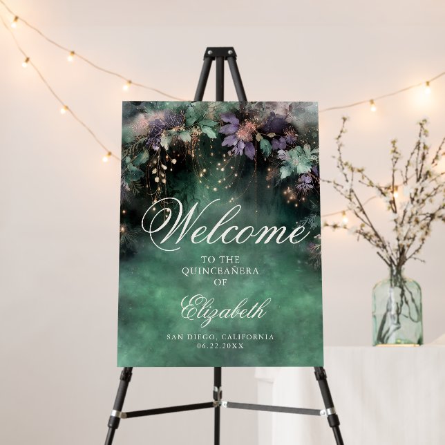 Enchanted Forest Magic Green Lavender Quinceanera Foam Board (In Situ (Stand))