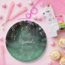 Enchanted Forest Magic Green Lavender Quinceanera