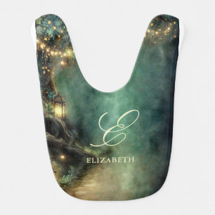 Enchanted Forest Magic Lanterns Fair Baby Monogram Bib