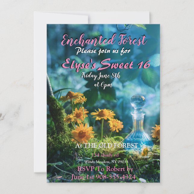 Enchanted Forest Magic Potion  Invitation (Front)
