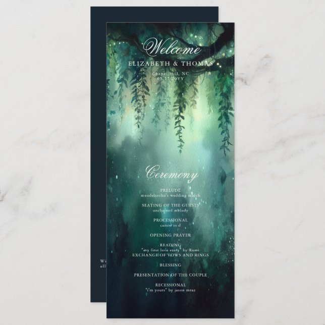Enchanted Forest Magical Elegant Wedding Program (Front/Back)