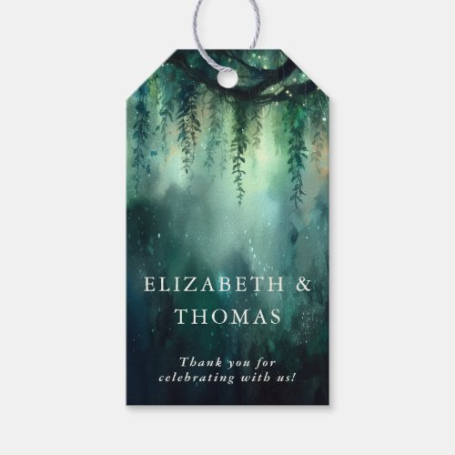 Enchanted Forest Magical Emerald Elegant Wedding Gift Tags