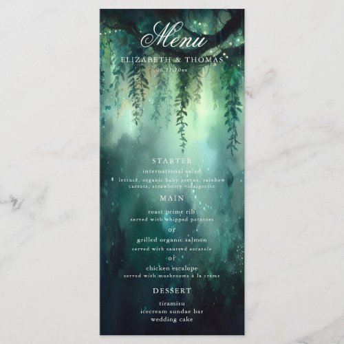 Enchanted Forest Magical Fairy Lights Wedding Menu