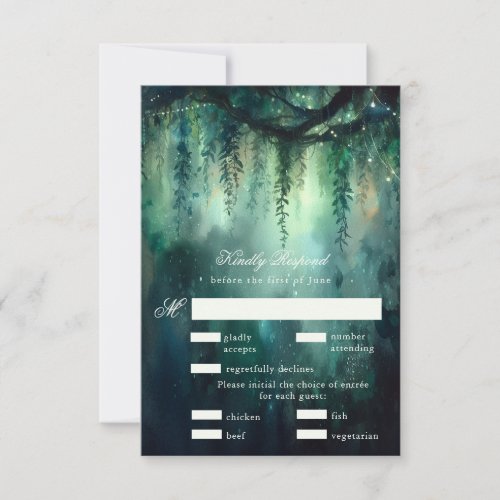 Enchanted Forest Magical Fairy Lights Wedding RSVP Invitation