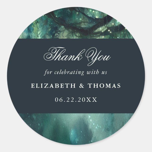 Enchanted Forest Magical Garden Dark Wedding Favor Classic Round Sticker (Front)