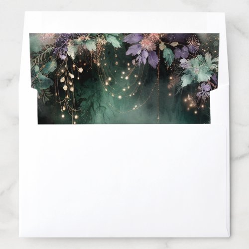 Enchanted Forest Magical Garden Emerald Lavender Envelope Liner