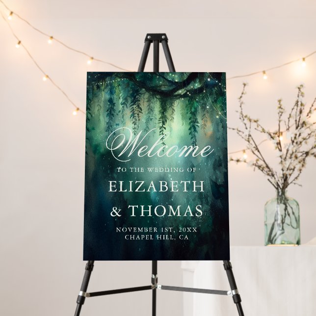 Enchanted Forest Magical Garden Wedding Welcome Foam Board (In Situ (Stand))