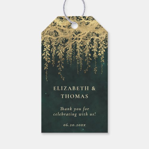 Enchanted Forest Magical Gold Vine Elegant Wedding Gift Tags