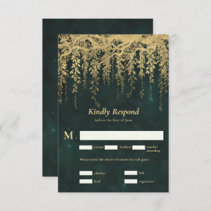 Enchanted Forest Magical Gold Vines Wedding RSVP