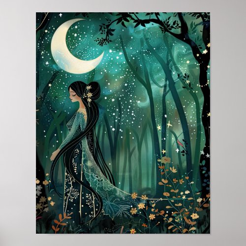 Enchanted Forest Maiden Poster
