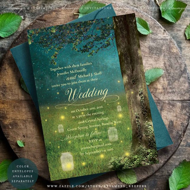 Enchanted Forest Mason Jar  Fireflies Wedding Invitation (Creator Uploaded)