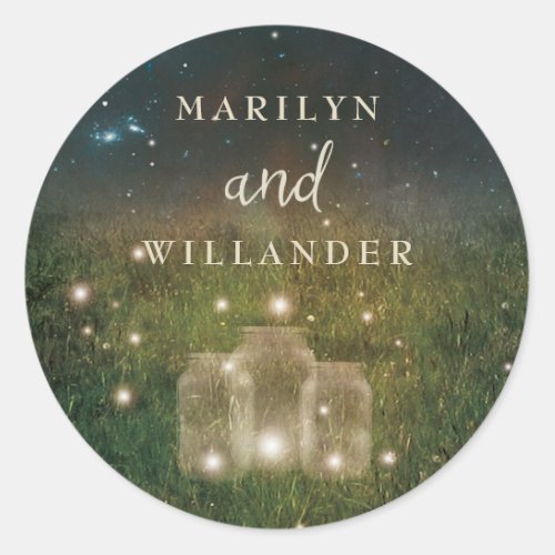 Enchanted Forest Mason Jar Wedding Round Sticker