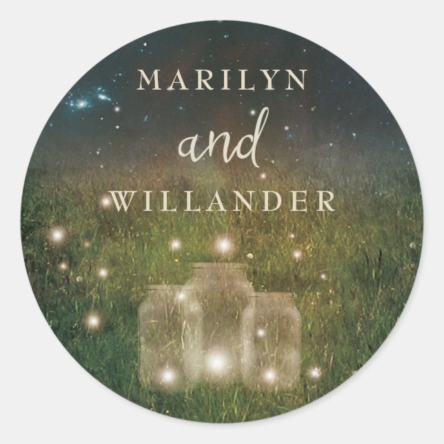 Enchanted Forest Mason Jar Wedding Round Sticker (Front)