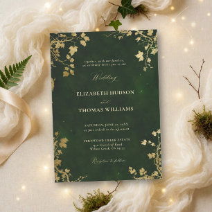 Enchanted Forest Minimal Frame Gold Magic Wedding Invitation