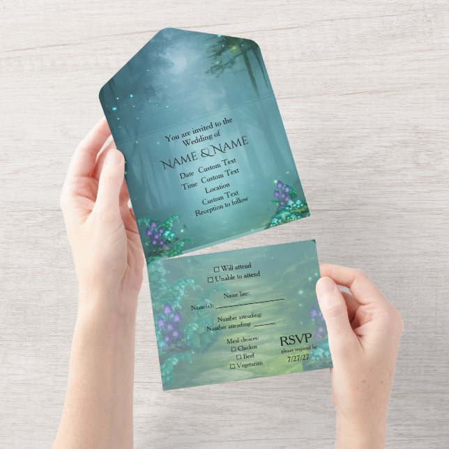 Enchanted  Forest Mist  All In One Invitation (Tearaway)