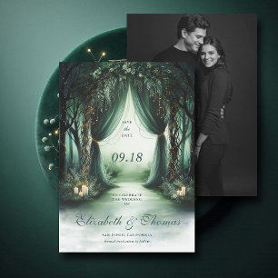 Enchanted Forest Moody Dark Woodland Photo Wedding Save The Date
