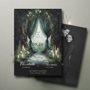 Enchanted Forest Moody Dramatic Photo Wedding Save The Date