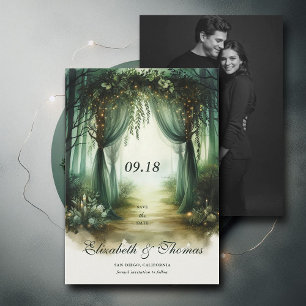Enchanted Forest Moody Woodland Photo Wedding Save The Date