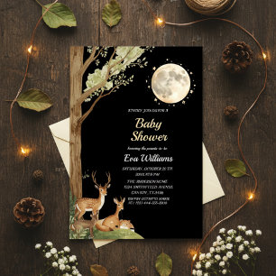 Enchanted Forest Moonlight Deer Baby Shower  Invitation