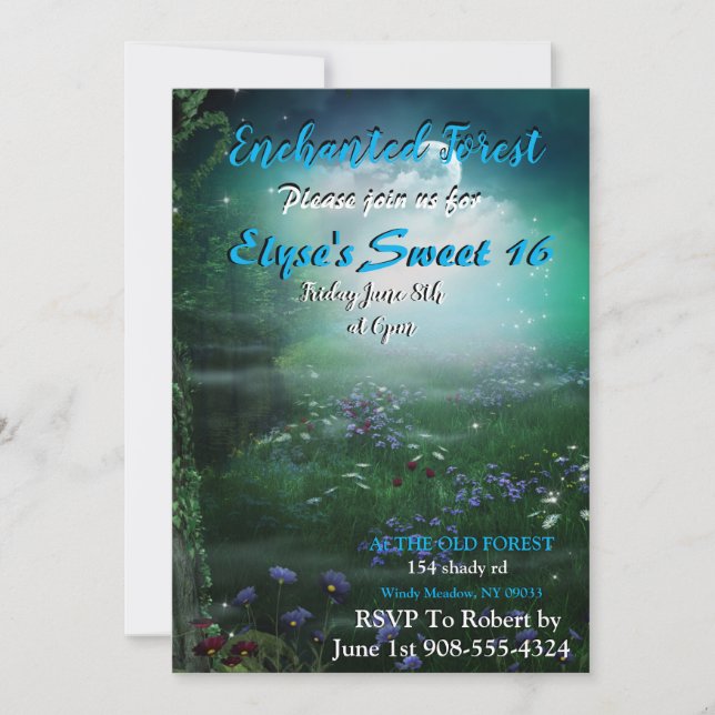 Enchanted Forest Moonlight Invitation (Front)
