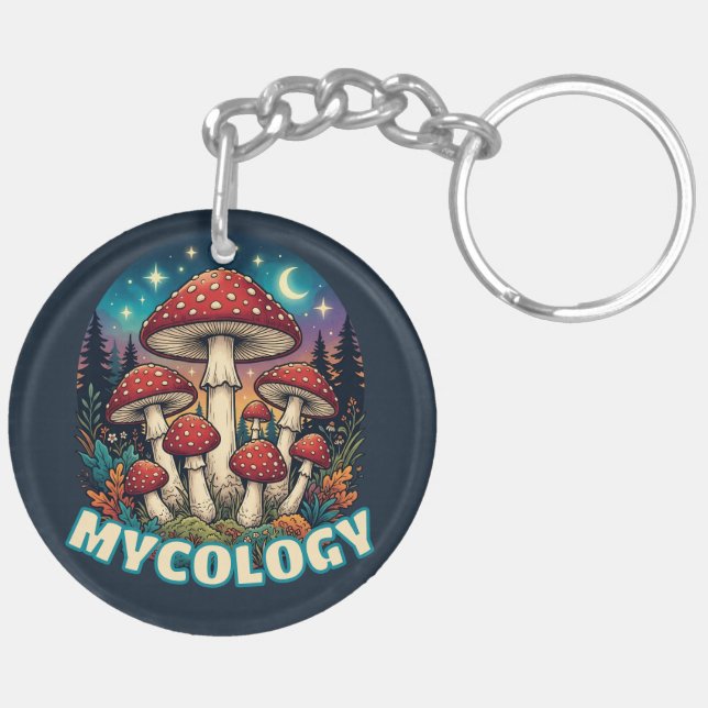 Enchanted Forest Mushroom Art Keychain (Back Left)