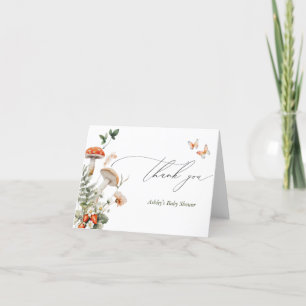 Enchanted Forest Mushroom Baby Shower Letterpress Thank You Card