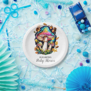 Enchanted Forest Mushroom Baby Shower Paper Plates