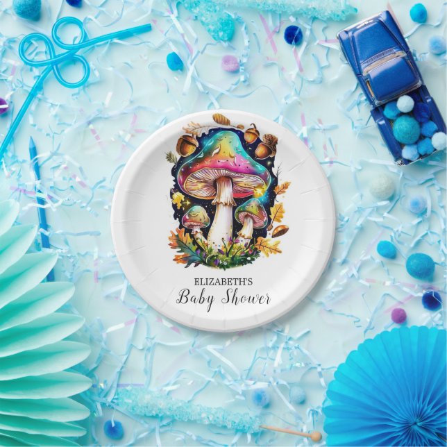 Enchanted Forest Mushroom Baby Shower Paper Plates (Party)