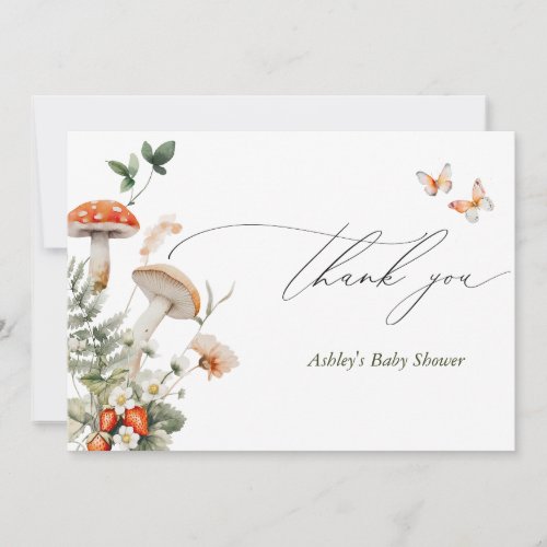 Enchanted Forest Mushroom Baby Shower Thank You Card