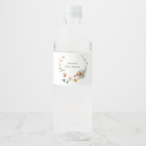 Enchanted Forest Mushroom Baby Shower Water Bottle Label