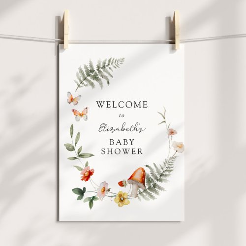 Enchanted Forest Mushroom Baby Shower Welcome Poster